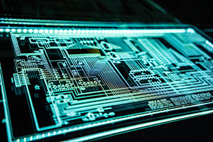Backlit circuit board.