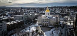 Aerial view of Concord NH capital in winter